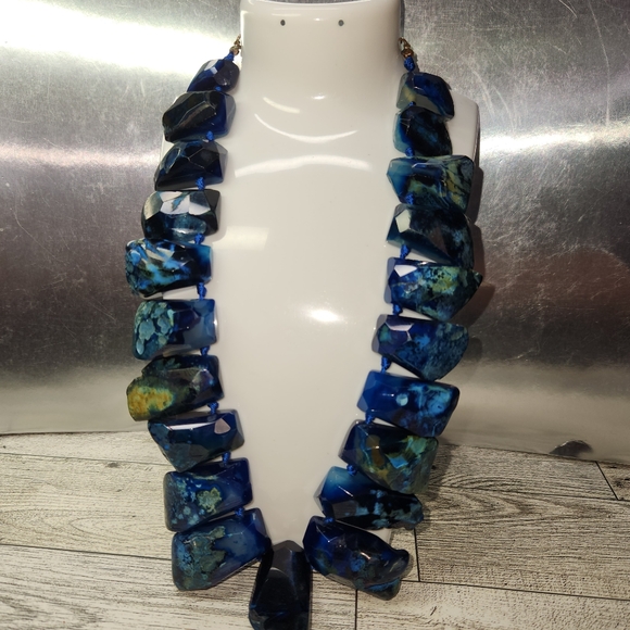 #2257STUNNINGNECKLACELARGE AGATES!NATURAL STONES21 CABOCHON AGATES